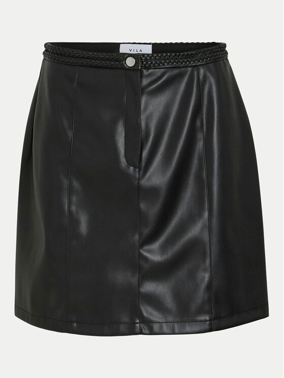 Vila Vila Gonna in similpelle Pen 14100268 Nero Regular Fit