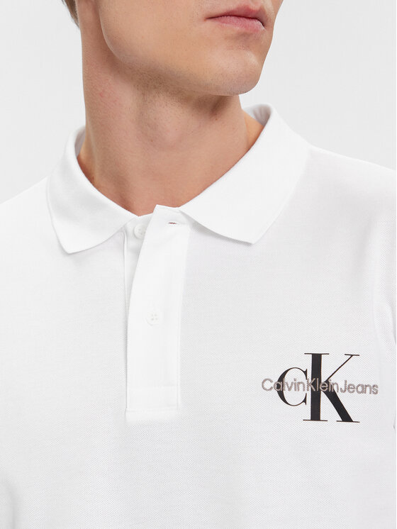 Calvin Klein Jeans Calvin Klein Jeans Тениска с яка и копчета J30J323395 Бял Regular Fit