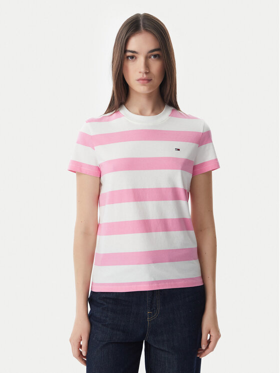Tommy Jeans Póló Flag DW0DW23801 Világos rózsaszín Regular Fit
