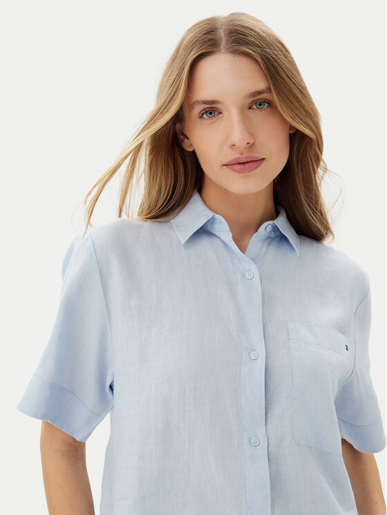 Tommy Hilfiger Tommy Hilfiger Cămașă WW0WW44720 Albastru celest Relaxed Fit