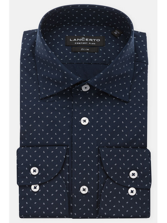 Lancerto Lancerto Koszula Nicola KO073122000033 Granatowy Slim Fit