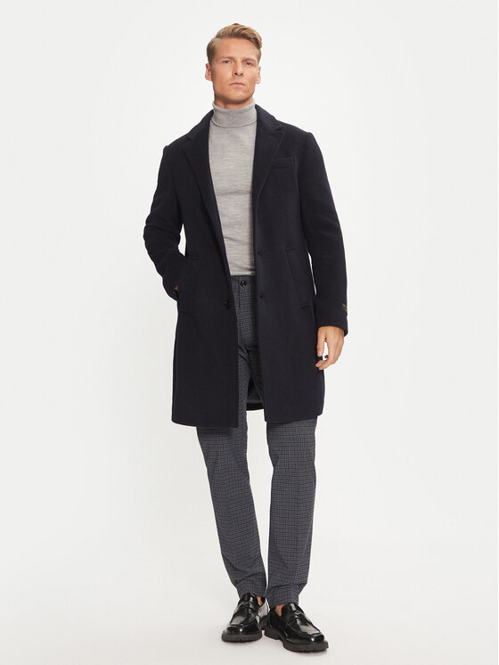 Liu Jo Liu Jo Płaszcz wełniany QXX009 T2583 Granatowy Regular Fit