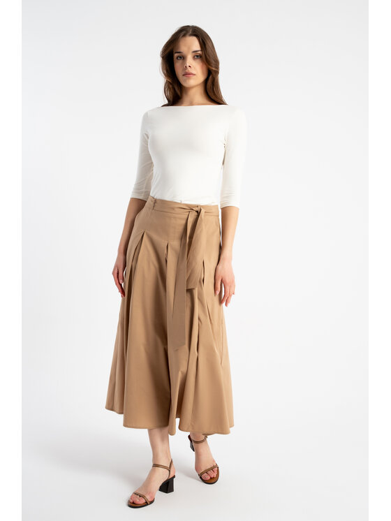 CLICK CLICK Φούστα maxi 50-743 Μπεζ Flare Fit