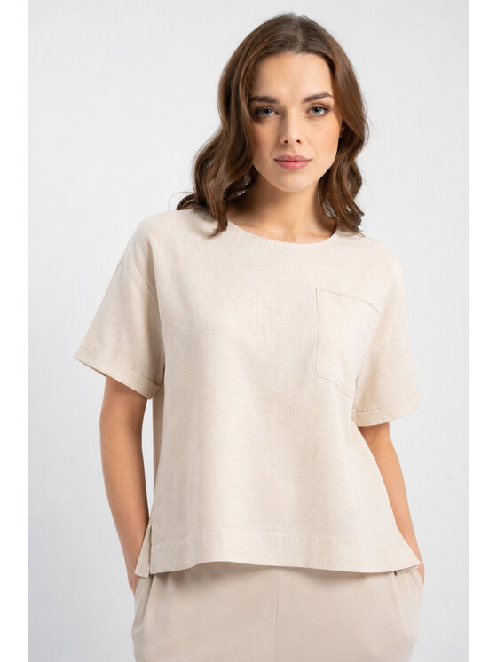 CLICK CLICK Bluzka 10-6896 Beżowy jasny Comfortable Fit