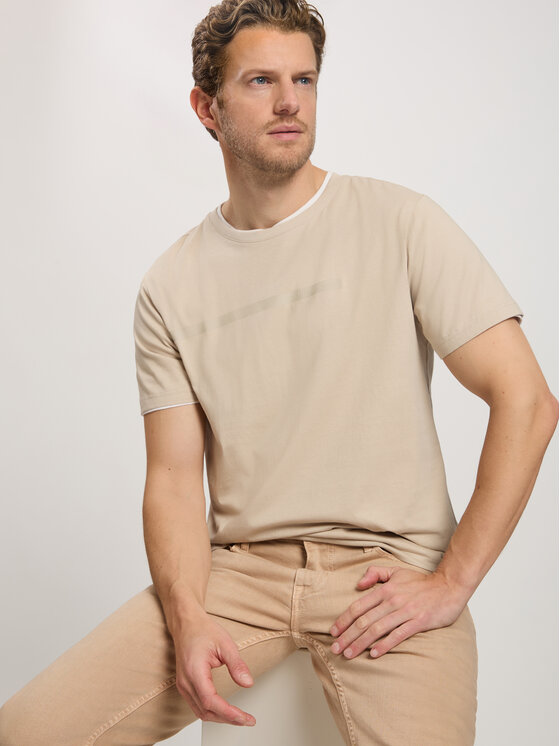 Cross Jeans Cross Jeans T-Shirt 16052-105 Beżowy Regular Fit