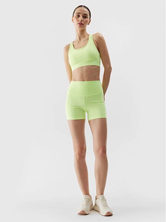 4F 4F Spodnie damskie 4FWSS24TFSHF393 Zielony Regular Fit