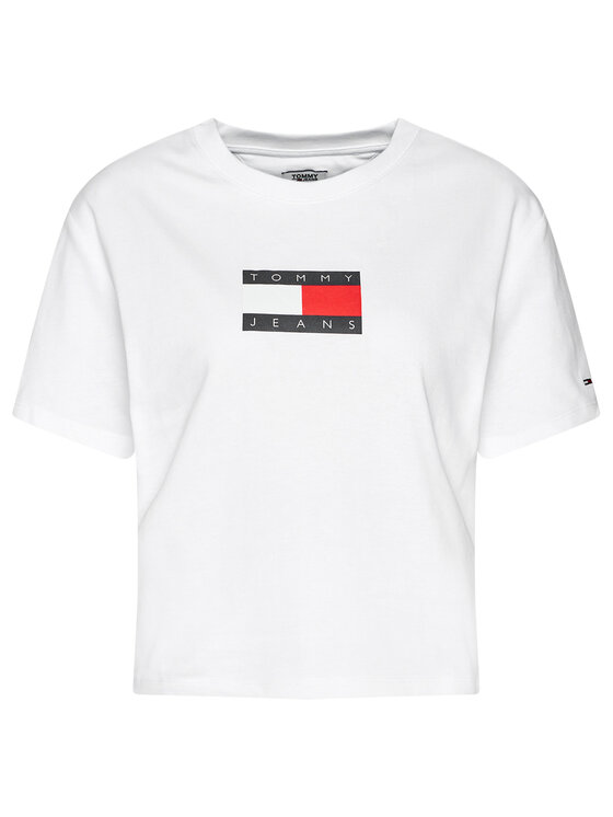 Tommy Jeans Marškinėliai Flag Tee DW0DW08471 Balta Regular Fit • Modivo.lt