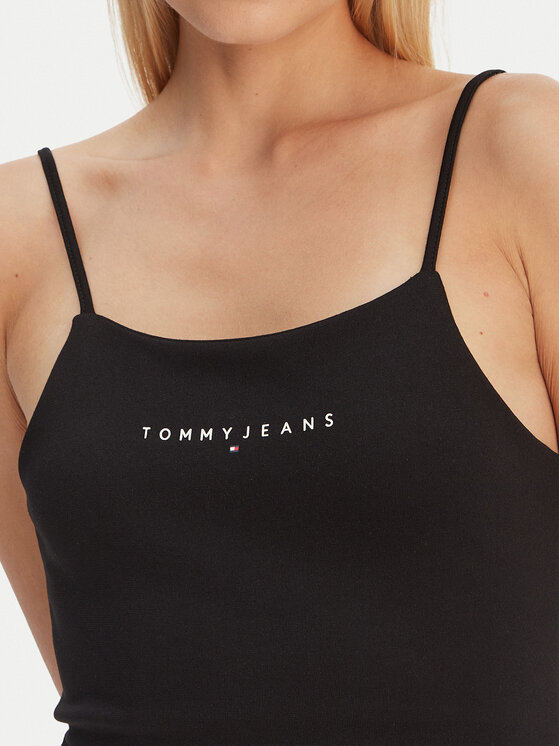 Tommy Jeans Tommy Jeans Rochie de zi Linear DW0DW22338 Negru Slim Fit