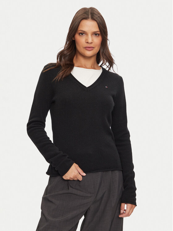 Tommy Hilfiger Sveter WW0WW43505 Čierna Regular Fit