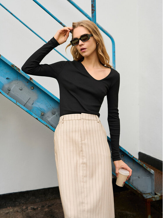 Kaffe Kaffe Spódnica midi Agathe 10508753 Beżowy Regular Fit