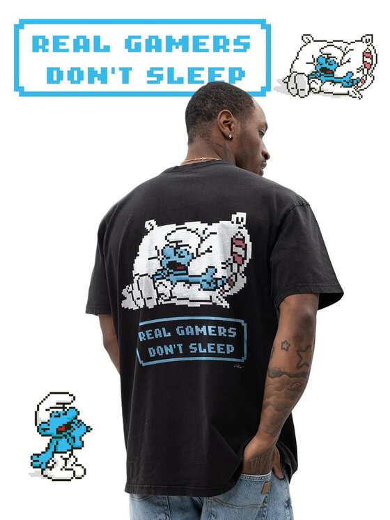 Smerfy Smerfy T-Shirt Szeroka luźna 131797 Czarny Oversize