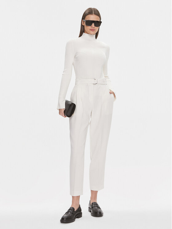 BOSS Boss Medžiaginės kelnės Tapiah 50490037 Écru Relaxed Fit