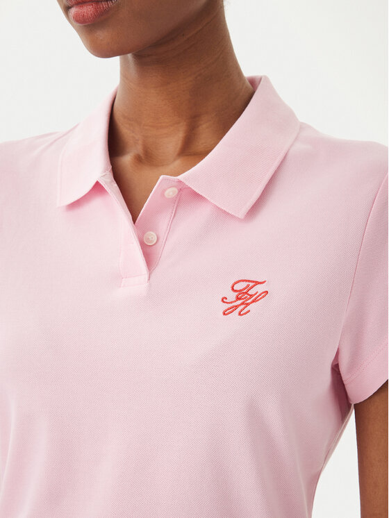 Tommy Hilfiger Tommy Hilfiger Polo 1985 Logo WW0WW49259 Ανοιχτό ροζ Slim Fit