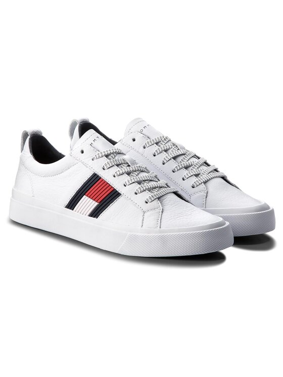 Tommy hilfiger flag detail leather low tops cheap