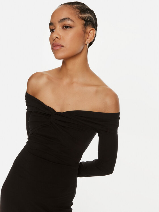 ROTATE ROTATE Koktélruha Pippi 113026100 Fekete Slim Fit