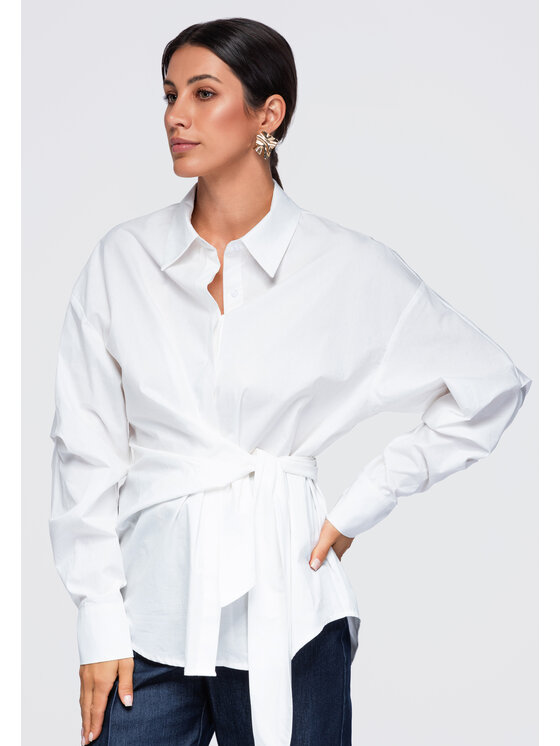 Ombre Ombre Koszula OW-SH-E0076 Biały Relaxed Fit