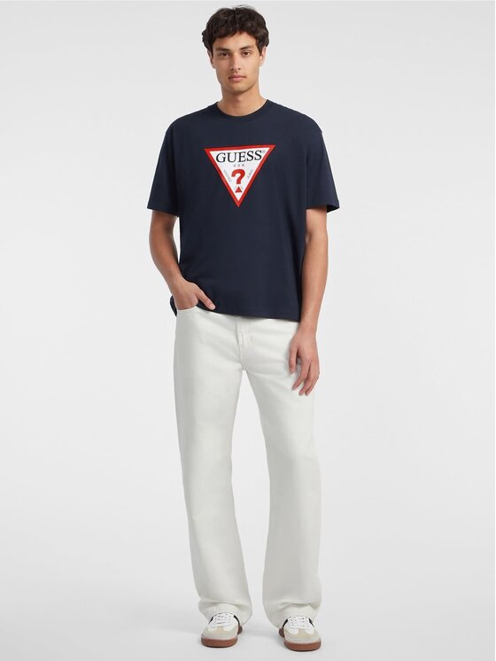 Guess Jeans Guess Jeans T-Shirt 165535 Modrá Classic Fit