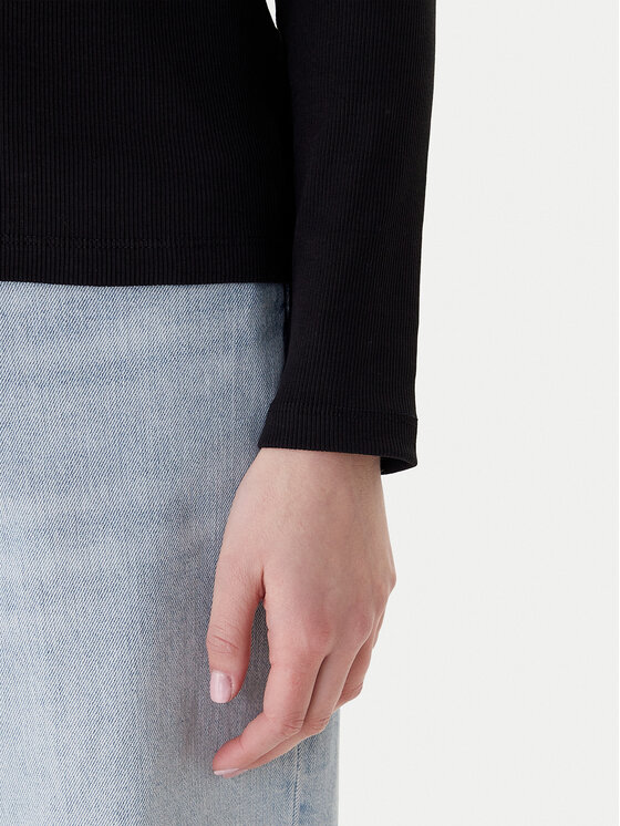 Calvin Klein Calvin Klein Bluză Ls Woven Label LV047E203G Negru Slim Fit