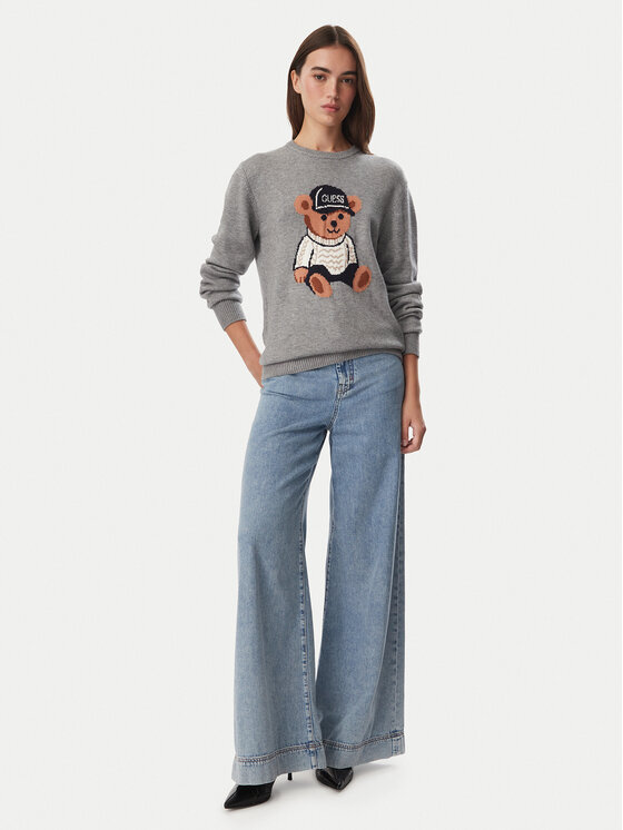 Guess Guess Sweter W6BR84 Z1927 Szary Regular Fit