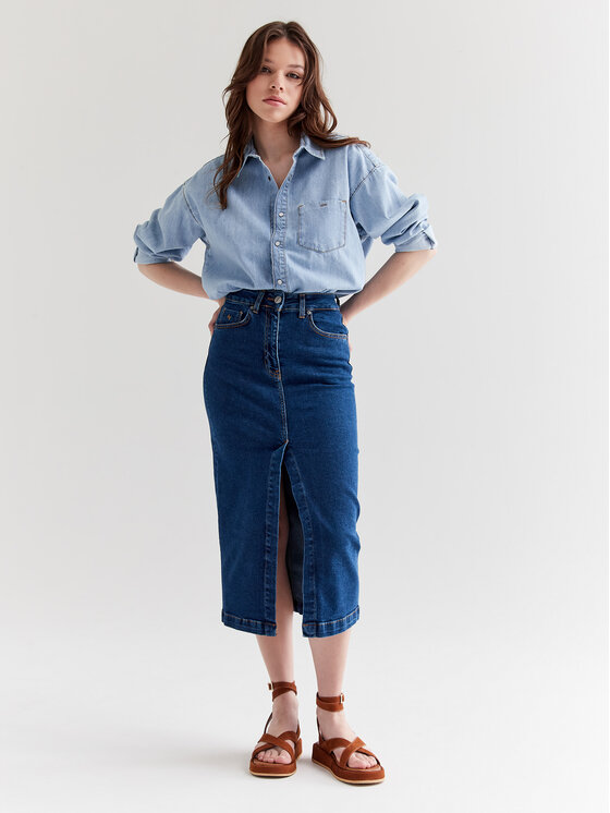 Americanos Americanos Džínová sukně Georgia Modrá Slim Fit