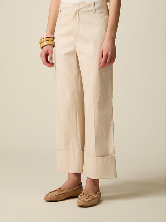 Oltre Oltre Spodnie materiałowe P007R008931N002 Kremowy Baggy Fit