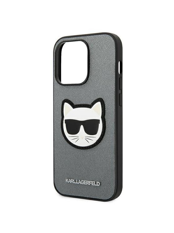 KARL LAGERFELD KARL LAGERFELD Etui na telefon Saffiano Patch Srebrny