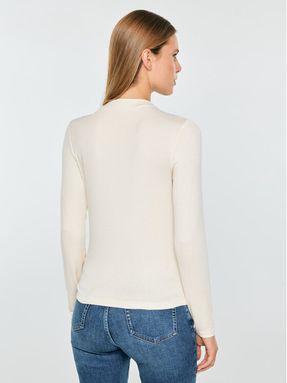 BIG STAR BIG STAR Longsleeve PELA Kremowy Slim Fit