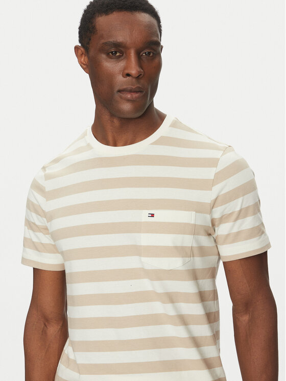 Tommy Hilfiger Tommy Hilfiger T-Shirt Essential MW0MW37283 Beżowy Regular Fit