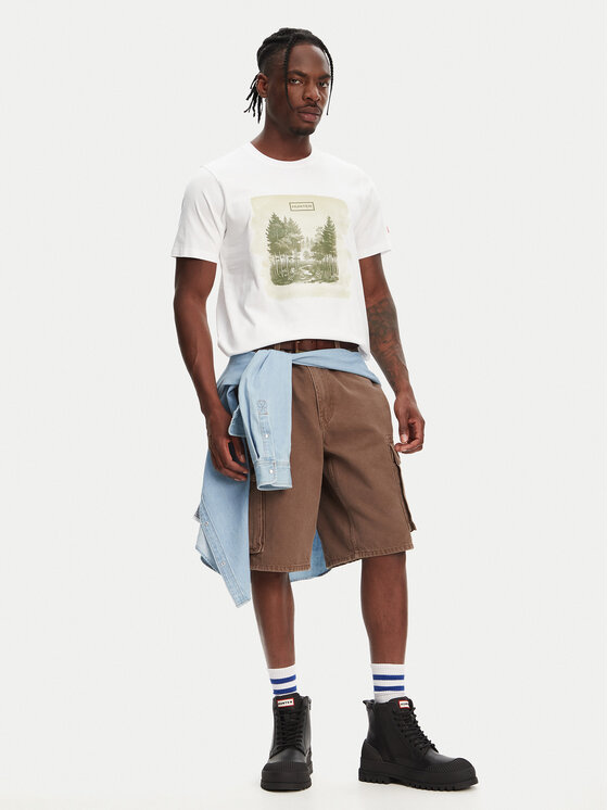 Hunter Hunter T-Shirt Duart Graphic HARM0033251 Biały Regular Fit
