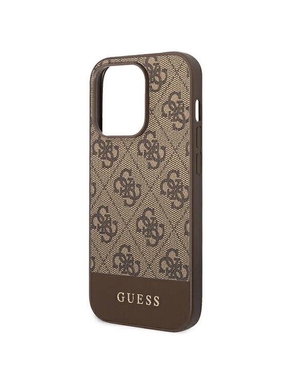 Guess Guess Etui na telefon Stripe Brązowy