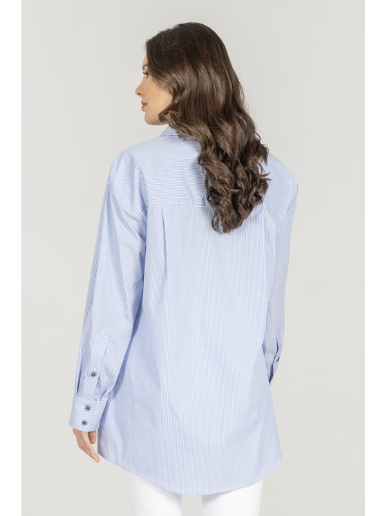 Deni Cler Milano Deni Cler Milano Bluzka W-DC-1418-F2-E1-55-1 Niebieski Regular Fit