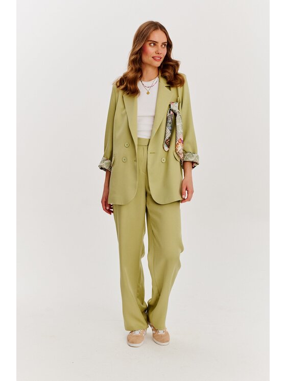 NAOKO NAOKO Spodnie materiałowe Garden Spark Zielony Regular Fit