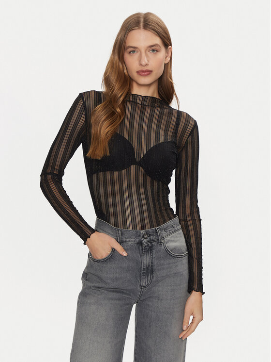 Vila Vila Μπλουζάκι Mist 14102378 Μαύρο Slim Fit