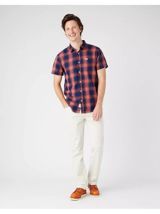 Wrangler Wrangler Koszula SS 1 PKT SHIRT Niebieski Regular Fit