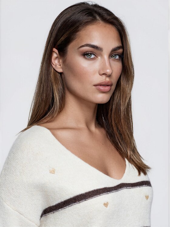 Ombre Ombre Sweter OW-SW-E0046 Brązowy Relaxed Fit