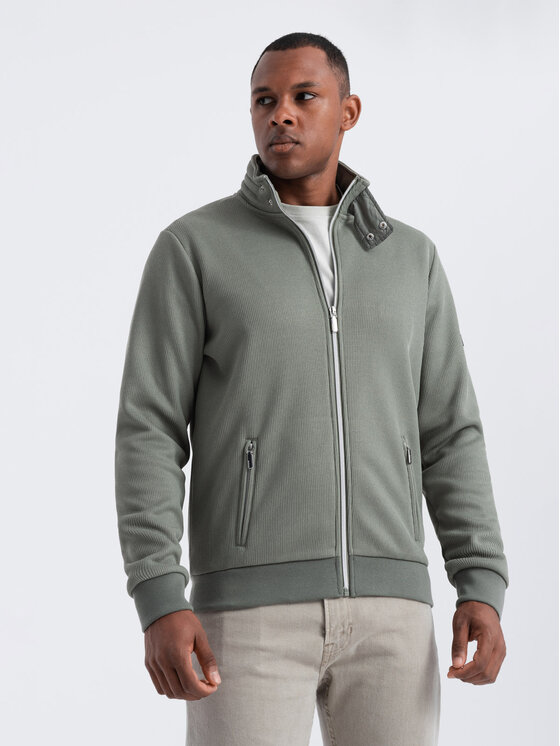 Ombre Ombre Kurtka przejściowa OM-JANP-0154 Khaki Regular Fit