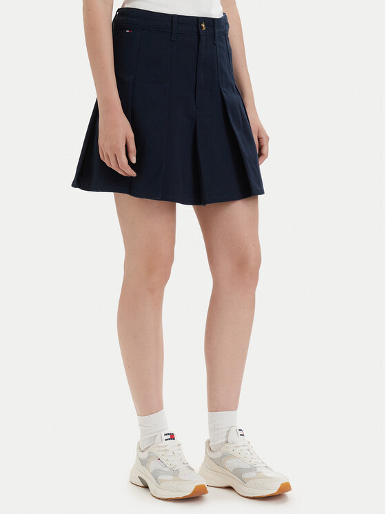 Tommy Jeans Fustă plisată DW0DW23149 Bleumarin Regular Fit