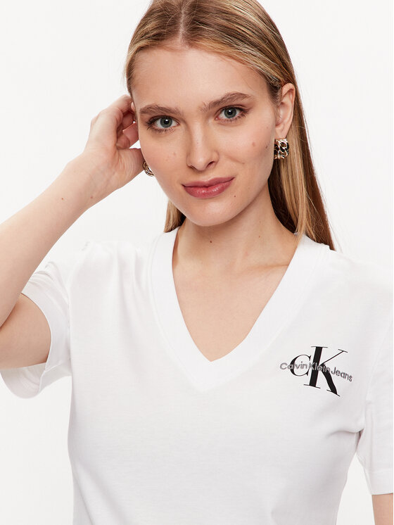 Calvin Klein Jeans T-Shirt J20J221429 Biały Regular Fit | Modivo.pl