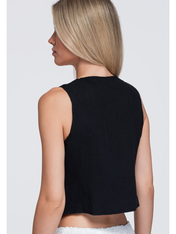 Ombre Ombre Kamizelka OW-VE-E0010 Czarny Slim Fit