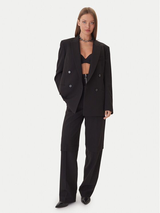 Patrizia Pepe Patrizia Pepe Auduma bikses 2P1706 A498 Melns Regular Fit