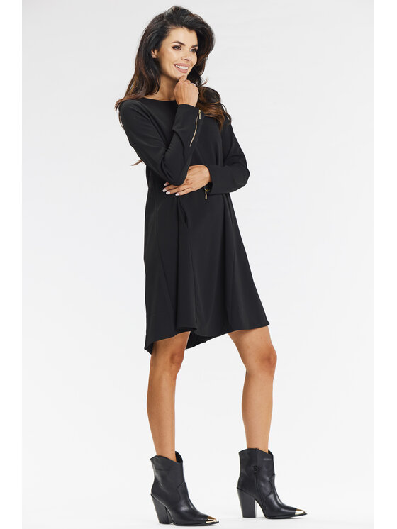Awama Awama Sukienka codzienna A661 Czarny Basic Fit