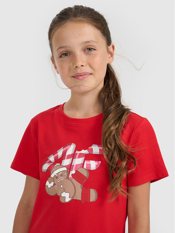 4F 4F T-Shirt CHRISTMAS DROP Czerwony Regular Fit