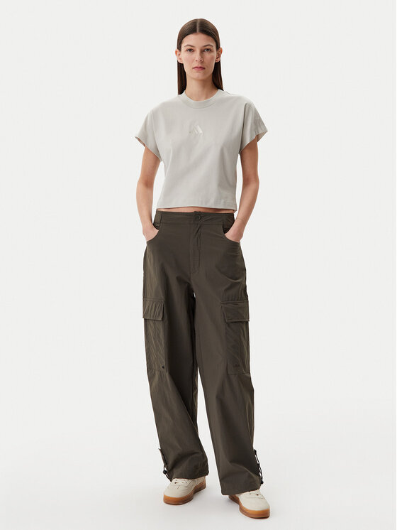 adidas adidas Pantaloni din material Premium Essentials JD4785 Kaki Loose Fit