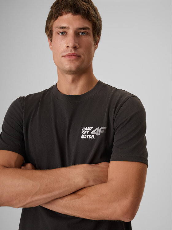 4F 4F T-Shirt ESSENTIAL Szary ciemny Regular Fit