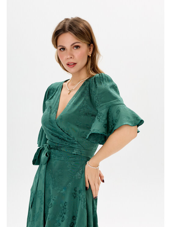 Mirons Mirons Sukienka koktajlowa print Zielony ciemny Feminine Fit