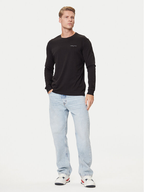 Tommy Jeans Tommy Jeans Longsleeve Chest Linear DM0DM21594 Czarny Regular Fit