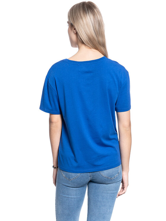 Wrangler Wrangler T-Shirt DRAPE TEE Niebieski Regular Fit