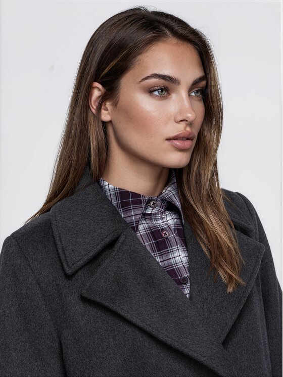 Ombre Ombre Płaszcz przejściowy OW-COLC-0121 Szary ciemny Oversize