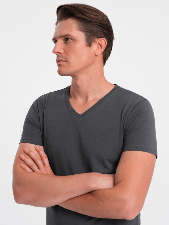 Ombre Ombre T-Shirt OM-TSBS-0145 Šedá Classic Fit