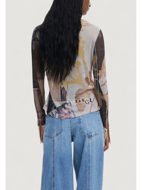 Desigual Desigual T-Shirt TS_EYRE Μπεζ Casual Fit